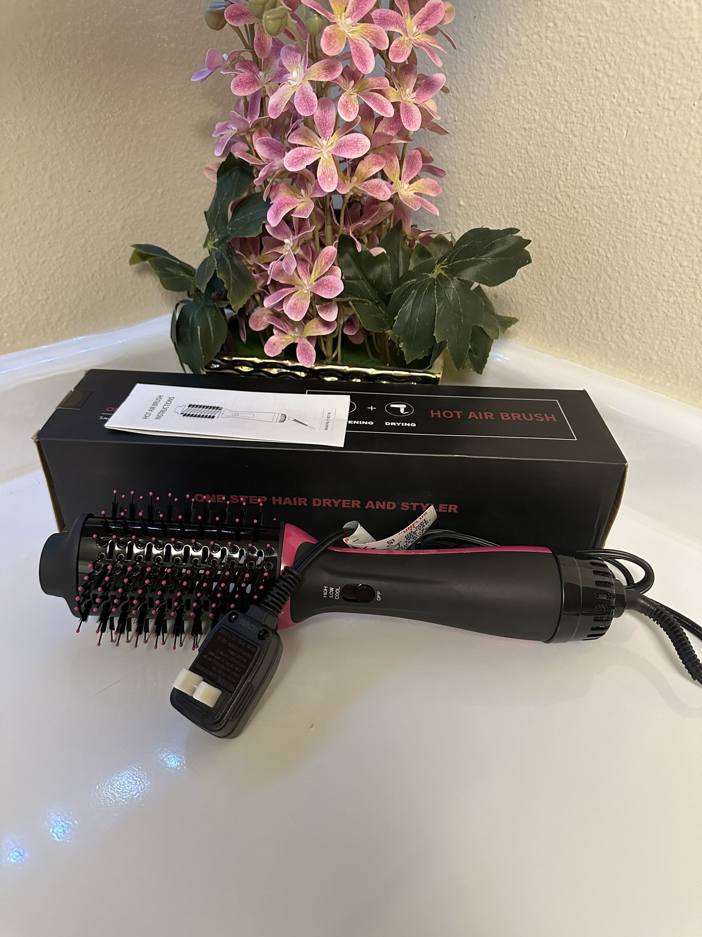 Dual Voltage Hair Dryer Brush for European Travel, 120V - 240V One Step Hair Dryer and Styler Volumizer, Professional Blow Dryer Brush with Negative I