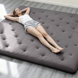 ZonLi Japanese Futon Floor Mattress, Twin Size 75" × 39", 100% Cotton Cover, 4" Thick Tatami Mattress, Foldable Sleeping Mat, Portable Tatami Mattress