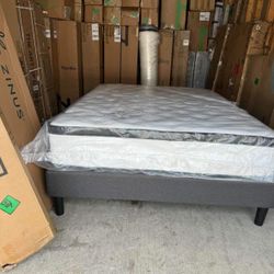 All New In A Box Queen Platform Bed Frame $100 Or $280 With Nice Mattress Included!