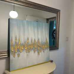New Canvas Abstract Gold & Blue Painting