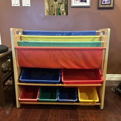 Humble Crew WO560 Kids' Toy Storage Organizer with 4 shelves & 6 Plastic Bins