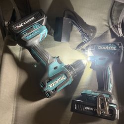 Makita 18V Impact And Drill With Battery’s and Charger 