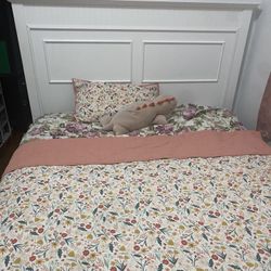 White Wooden Queen Size Bed. 