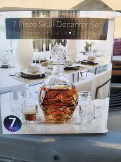 Circleware 7-piece skull decanter set.