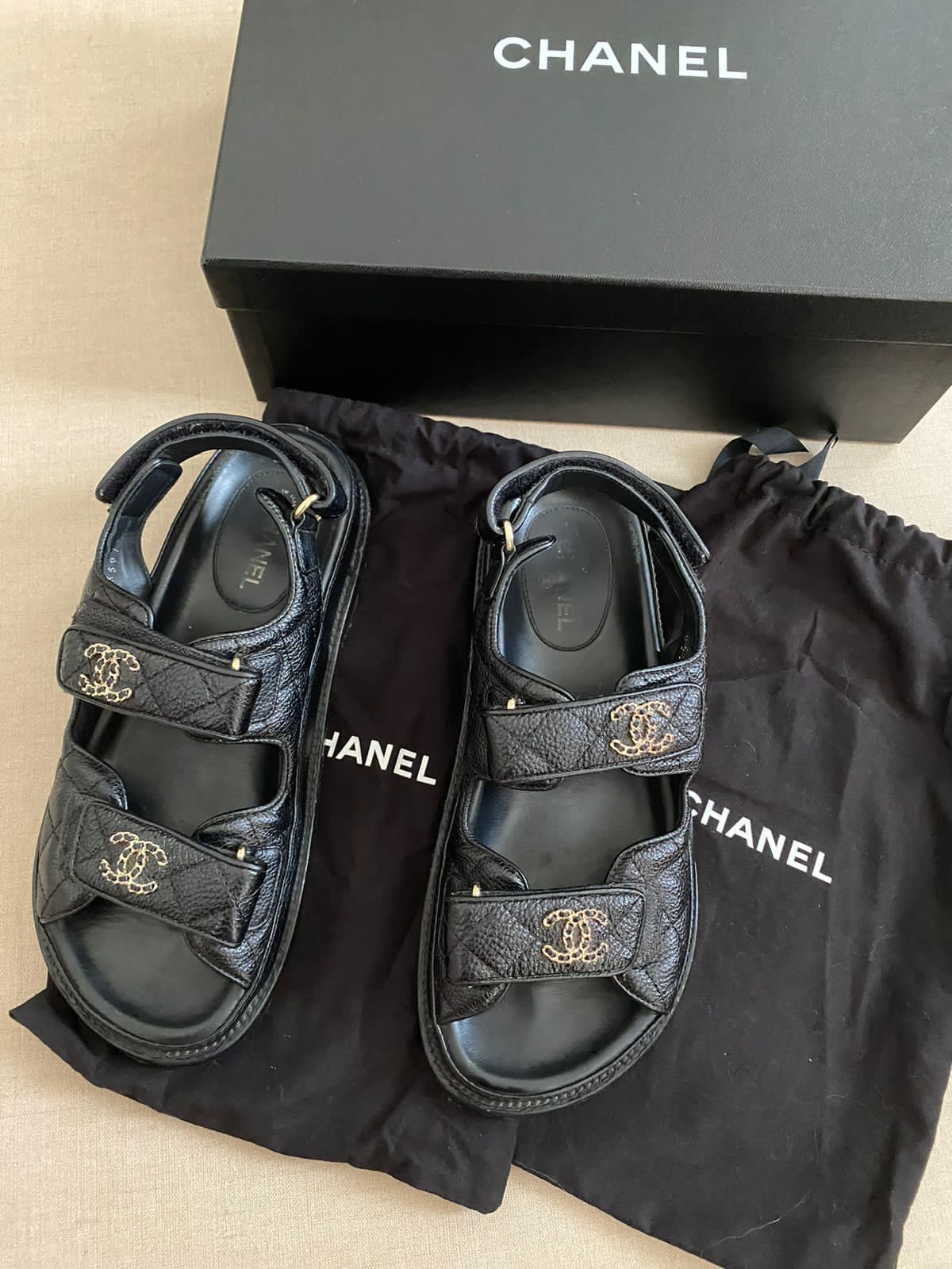 Chanel Shoes Chanel CC Dad Sandals Caviar for Sale in Aiea, HI - OfferUp