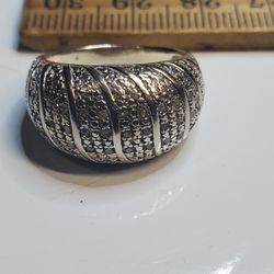 Wedding -Diamond Sterling Silver 925 Ring Dome 1.0 CTW  Size 6 Vintage /Estate 