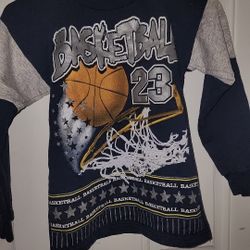 Boys Basic Editions Basketball Sweat Shirt Size 10, Blue + Gray, 50% Poly, 50% Cot