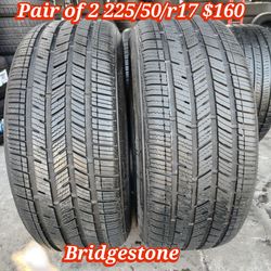 Pair of 2 bridgestone runflat tires 225/50/r17 ‼️ free instalation and balance ‼️