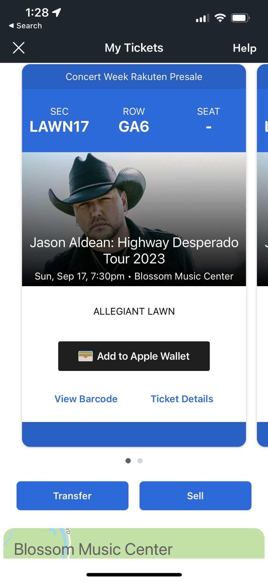 2 Jason Aldean Lawn Tickets For Blossom