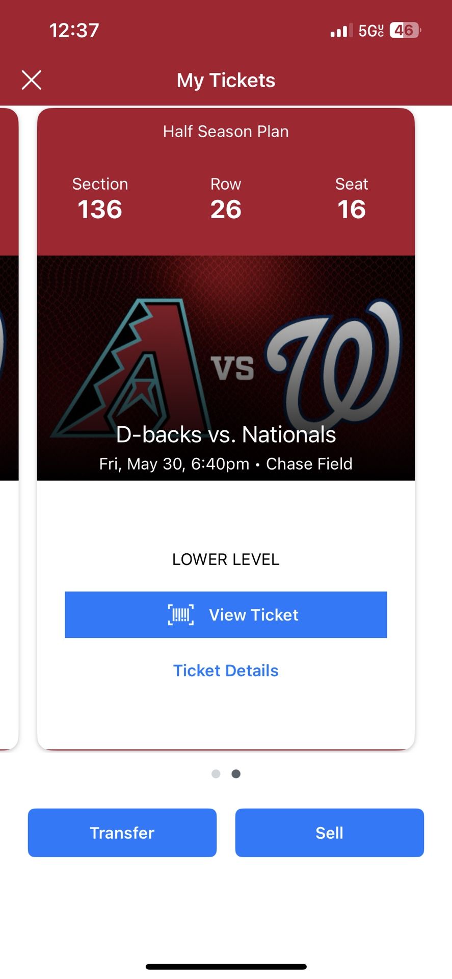 Washington Nationals Versus Arizona Diamondbacks Tickets For Tonight 5/30