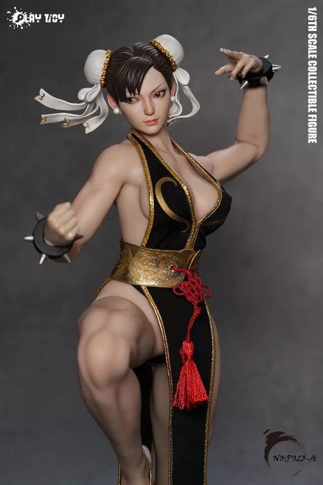 Play Toy - 1/6 P023A Fighting Goddess Chun-Li 2.0 Black Cheongsam Version Action Figure