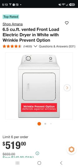 Amana 6.5 cu.ft. Front Load Electric Dryer White