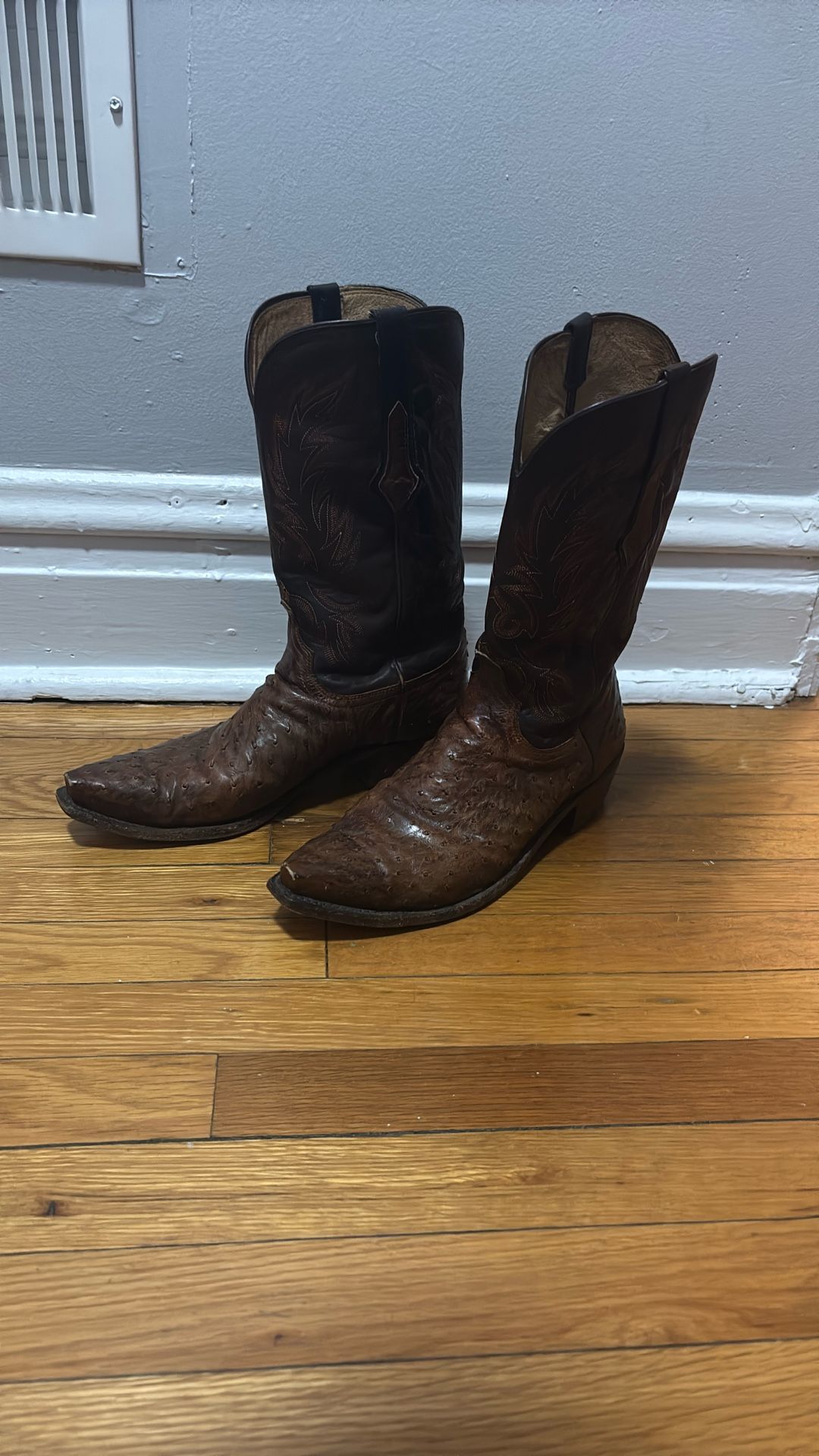 Lucchese Ostrich Skin Cowboy Boots