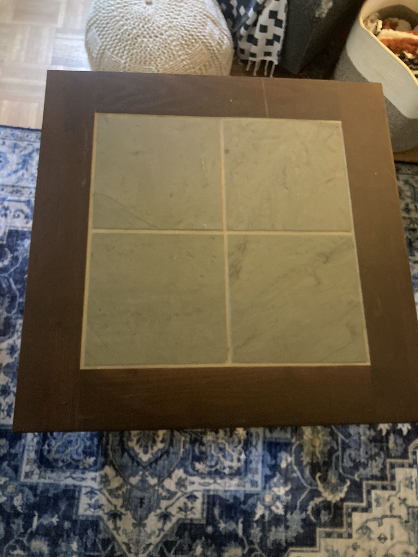 End Tables, Wooden With Tile
