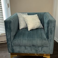 Teal Velvet Sofa & Arm Chair