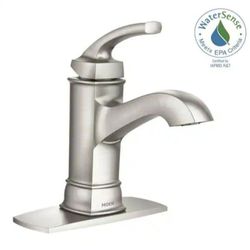 MOEN Hensley Single Hole Single-Handle Bathroom Faucet in Spot Resist Brushed Nickel