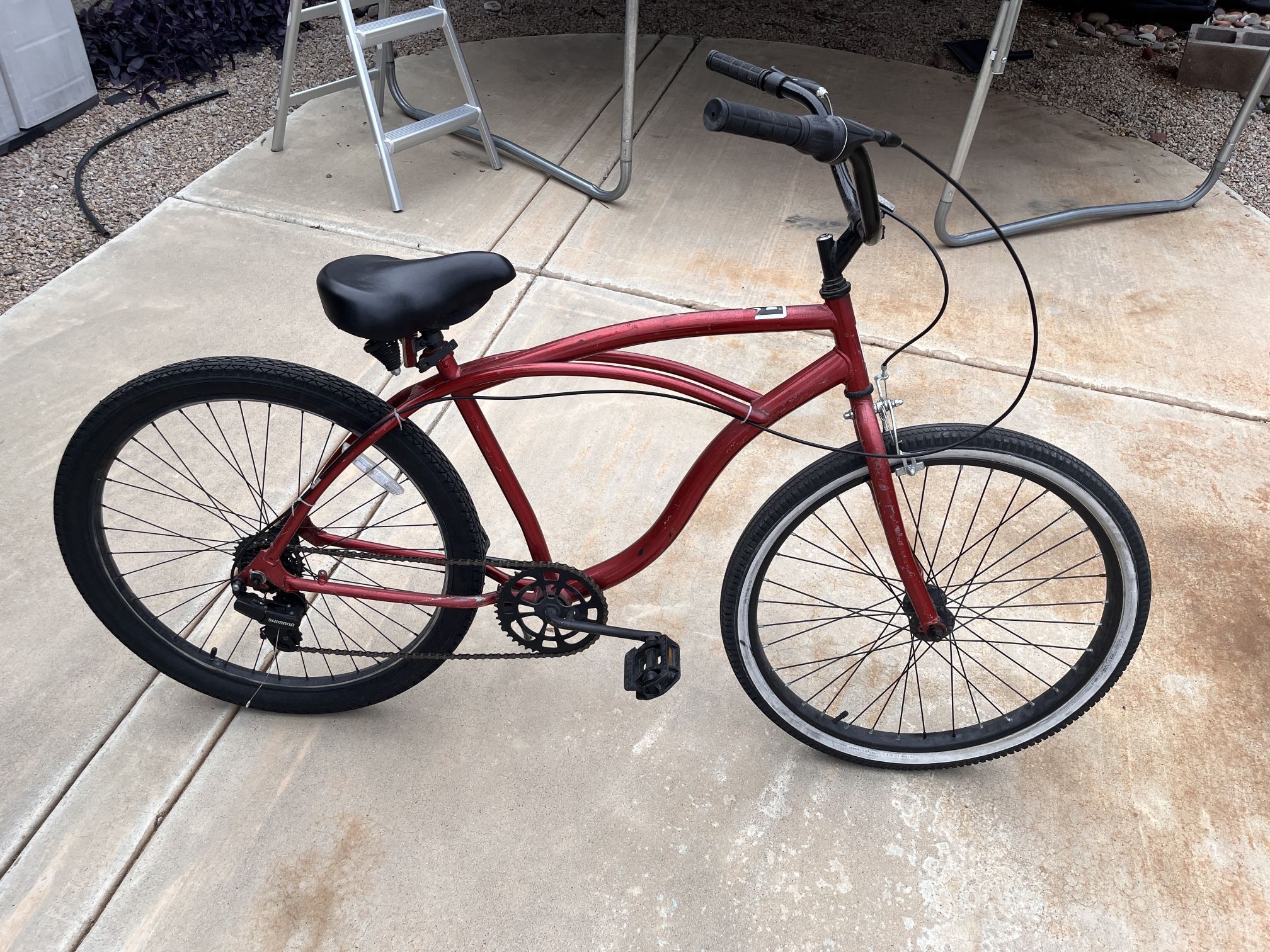 Red Beach Cruiser commuter Bike