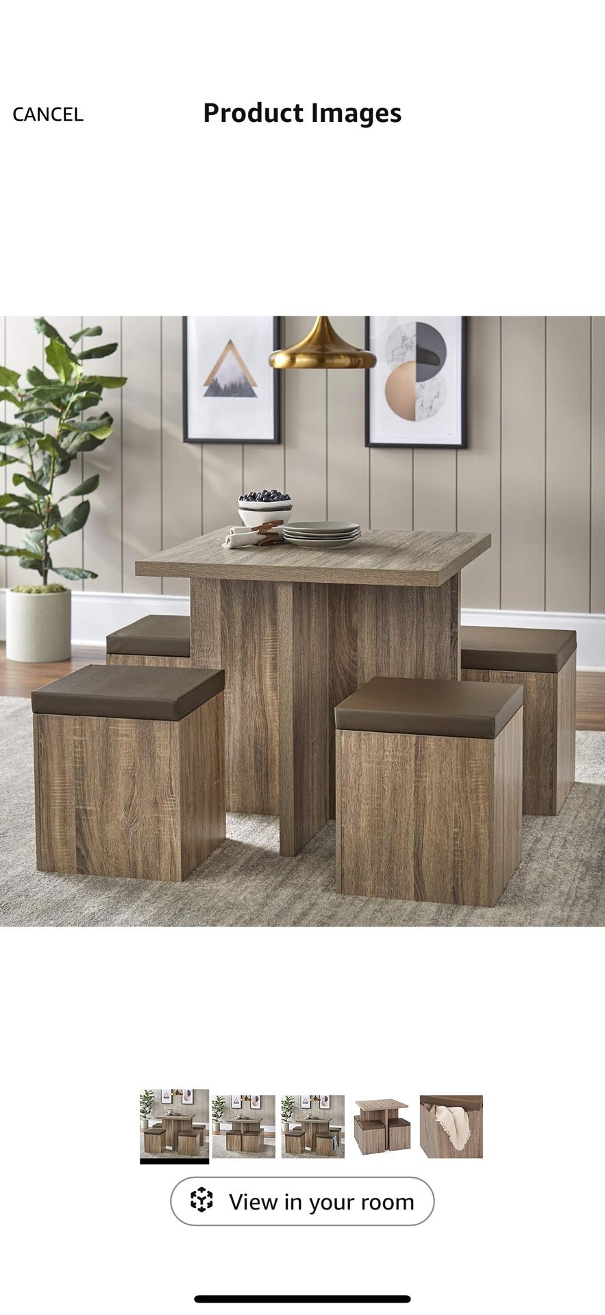 Mainstays 5-Piece Dexter Set with Storage Ottoman (Natural)