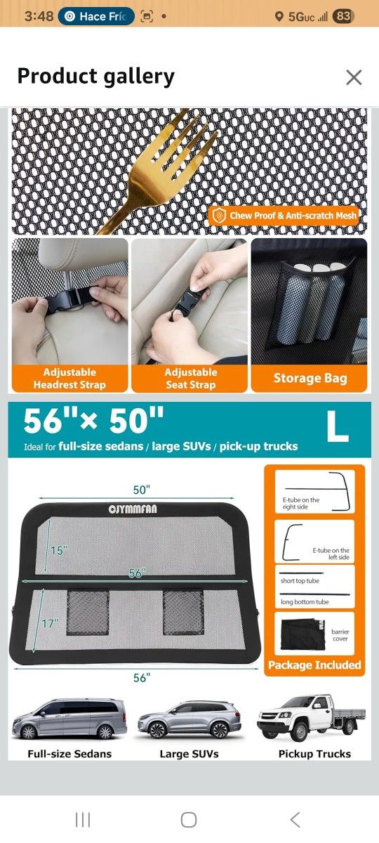 Dog Barrier For Car Back Seat