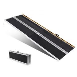 704#Portable Wheelchair Ramp, 8 ft 800 lbs Capacity, Non-Slip Aluminum Folding Threshold Ramp, Foldable Mobility Scooter Ramp Wheel Chair Ramp, Handic