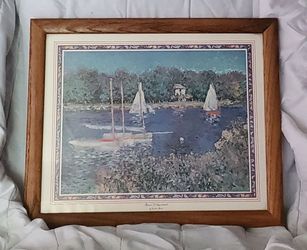 Mother's Day Sale!- Framed Monet Sailboat Print- Classic Impressionist