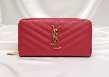 Saint Laurent Cassandra Matelassé Compact Grained Leather Wallet