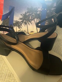 Women's Black Block Heel Ankle Strap Sandals