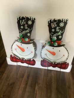 Christmas snowmen garden stakes $10 for both