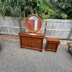 Bed Frame(only) Along With Dresser And Night Stand 