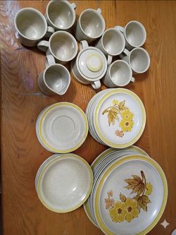 RARE vintage Japanese stoneware - Complete set of 42!
