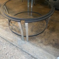 Center Table Metal With Glass Top .