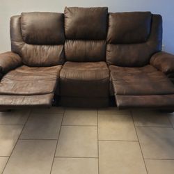 Brown Leather Reclining Couch