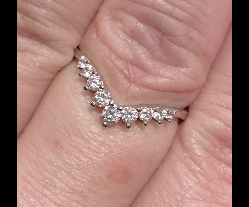 Diamond Half Eternity Silver Band S925 Sz 6,7,8