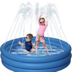 3 Layers Splash Pad, Sprinkler Play Mat, Upgrade Water Storage Pool, Inflatable Wading Toys, Outside Summer
