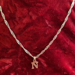 925 NEW SILVER Necklace With  N  Pendant 