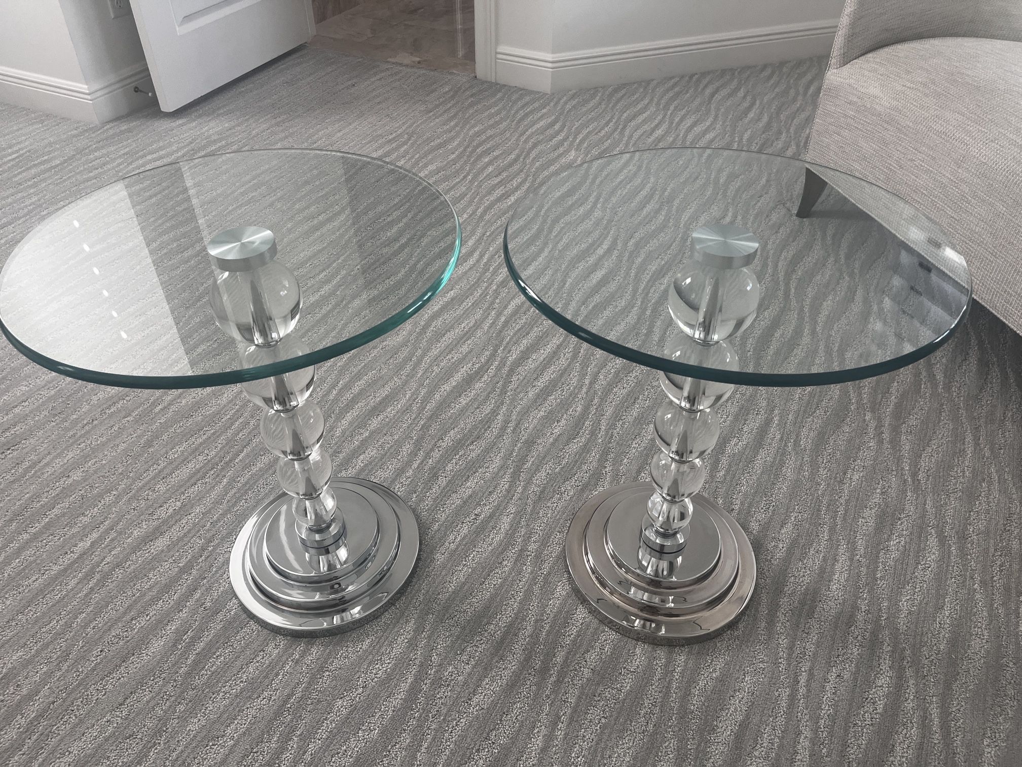 Glass And Silver End Tables (set)