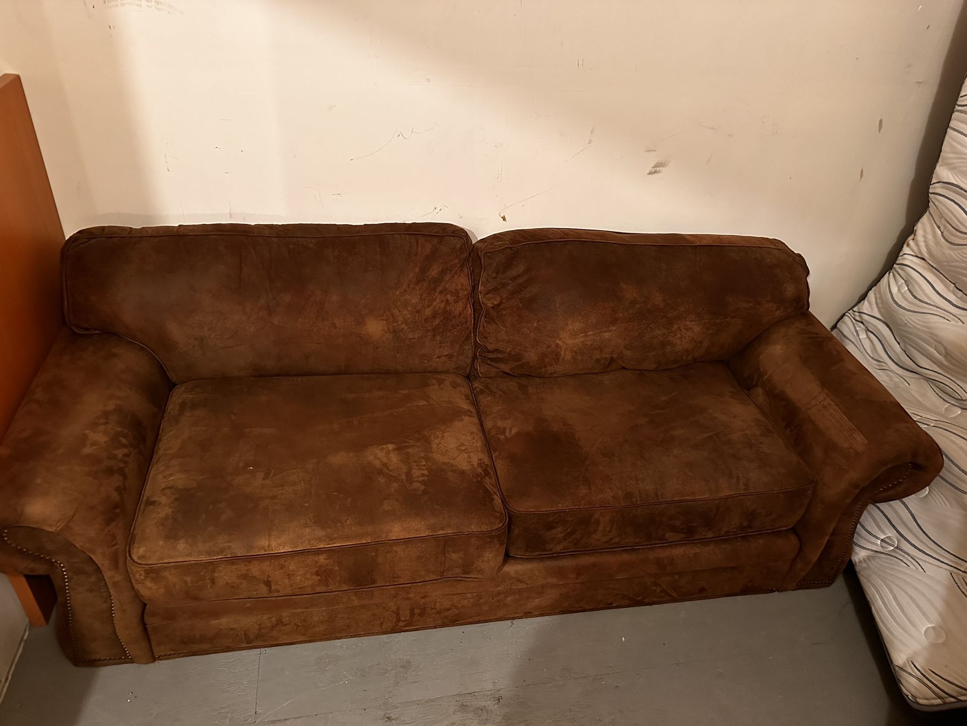 Beautiful Suede Sofa with Queen Bed
