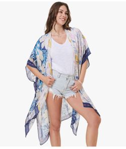 Floral Tropical Print Kimono Cardigan
