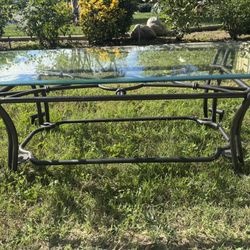 Glass Top Coffee Table with Wrought Iron Base