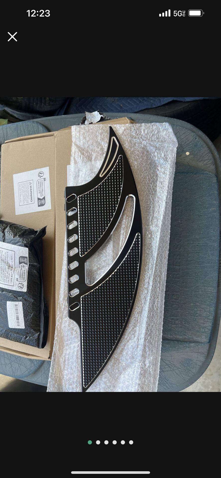 Black/chrome billet floor boards for Harley Davidson