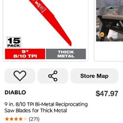 DIABLO 9IN 8/10 TPI METAL RECIPROCATING SAW BLADES FOR THICK 🪙