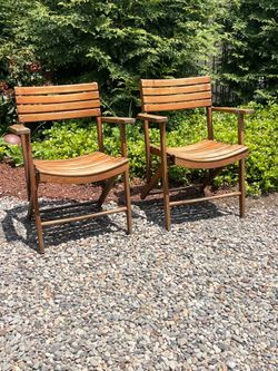 Pair Antique 1950’s Deck Chairs