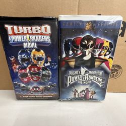 Lot of 2 Power Rangers VHS Cassette Tapes! Mighty Morphin Power Rangers & Turbo