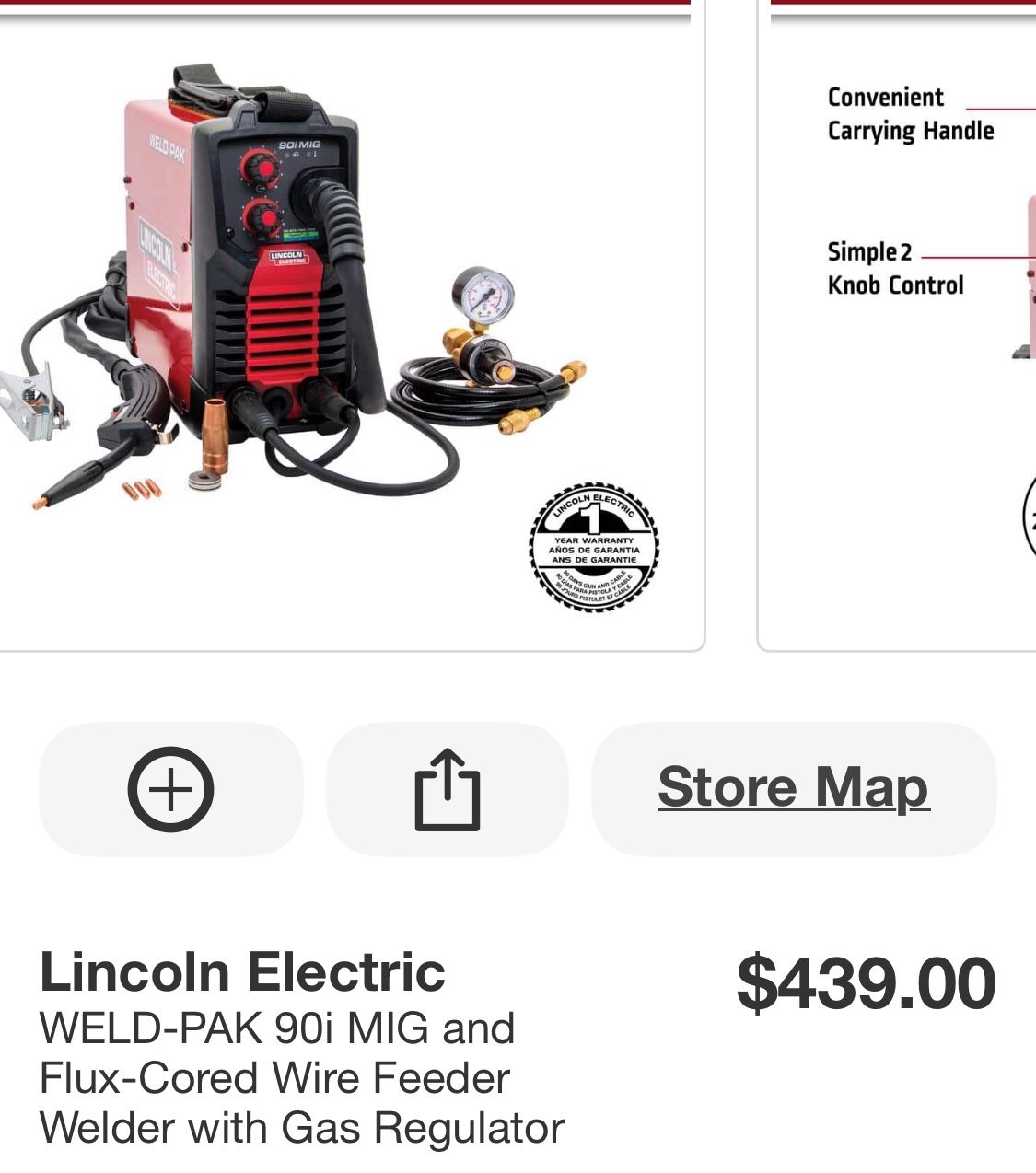 Lincoln Electric WELD-PAK 90i MIG and Flux-Cored Wire Feeder Welder with Gas Regulator