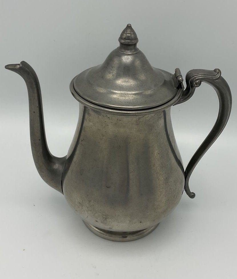 Genuine Pewter Inscribed Vintage Teapot