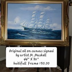 Original Art  oil on canvas signed by K. Maskell Beautiful    Frame 