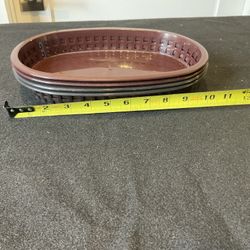 Thunder Group Large Oval Fast Food Basket 10” Brown Plastic Restaurant Basket