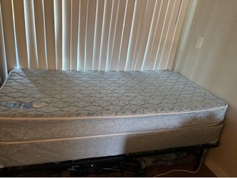 Twin sized mattress, box spring and bed frame