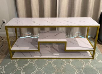 3-Tier Marble with Gold Frame Entertainment Center