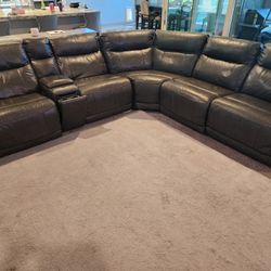 Leather Sectional Couch With Two Reclining Seats